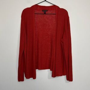 Eileen Fisher Organic Cotton/Linen Blend Open Front Cardigan 1X